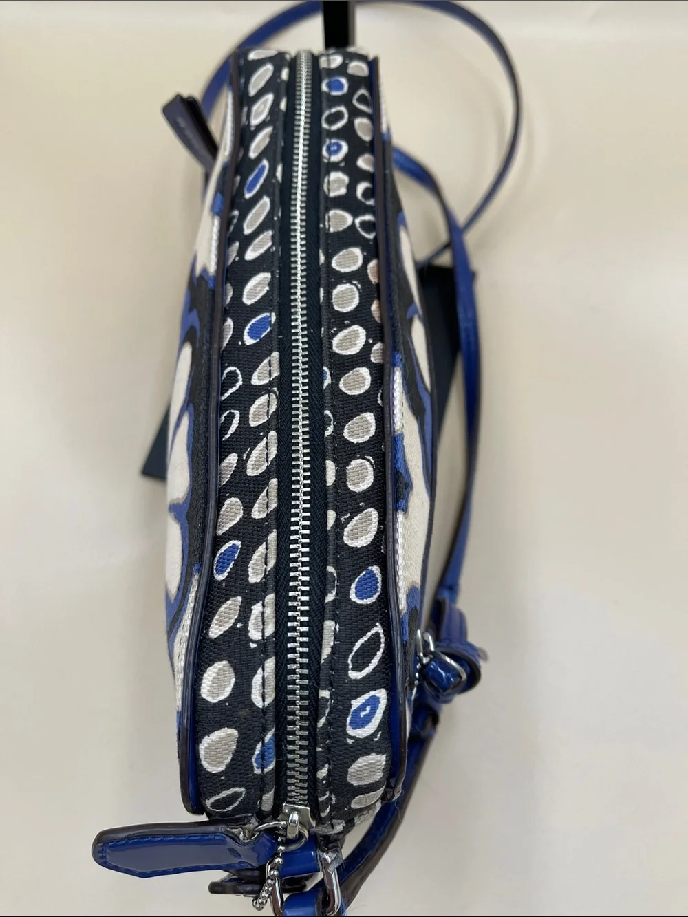 Coach Daisy Blue Black and White Floral Crossbody Bag with Animal Print 3 Tags